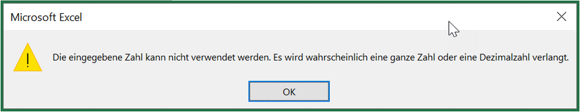 Fehlermeldung Zentimeter
