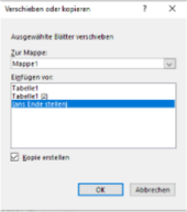 Arbeitsblazz verschieben kopieren