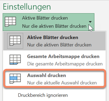 Auswahl drucken Website Tipp