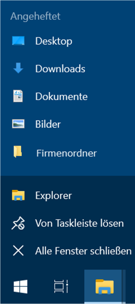 Explorer Sprungliste