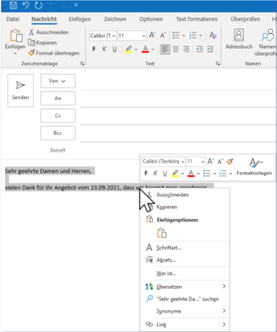 Schriftart Drop Down Menü