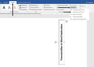 word6-text-trennstreifen-erstellen Textfeld beschriften, Text in Word einfügen, Text für Trennstreifen bedrucken erstellen